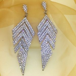 Silver Crystal Earrings for women, ladies, bridal